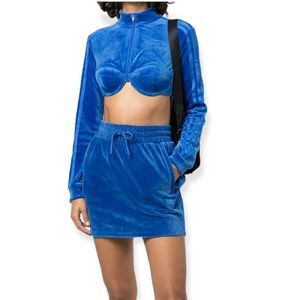 Adidas X Jeremy Scott women’s Blue velour skirt
